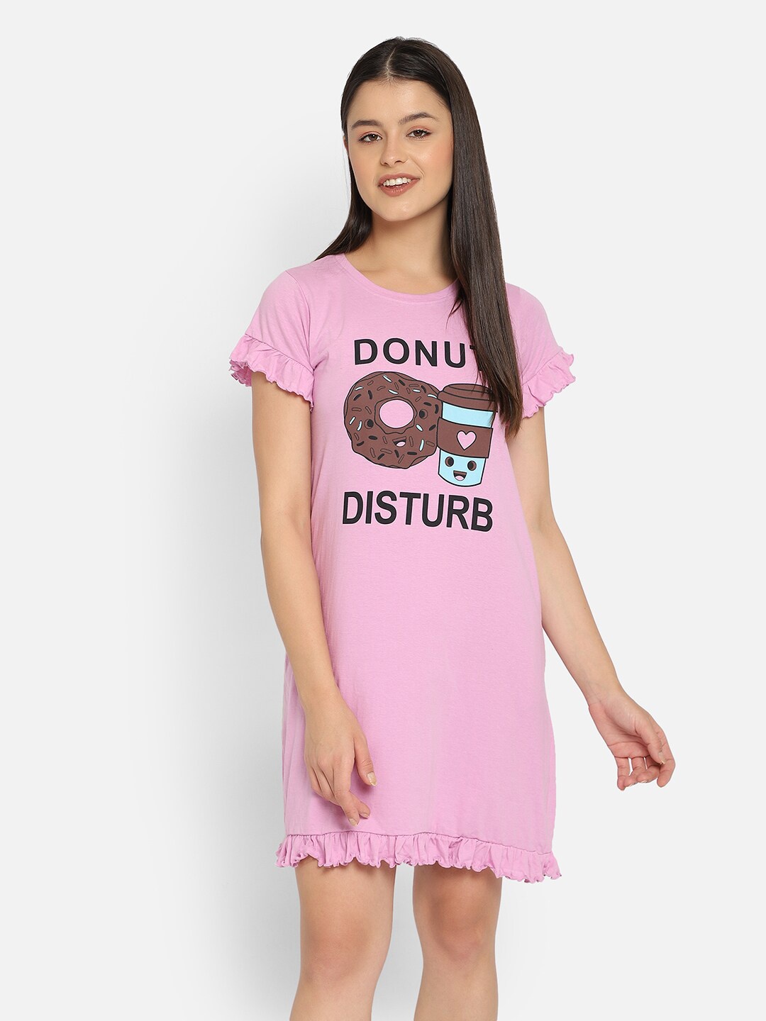 

Clovia Purple Printed Nightdress