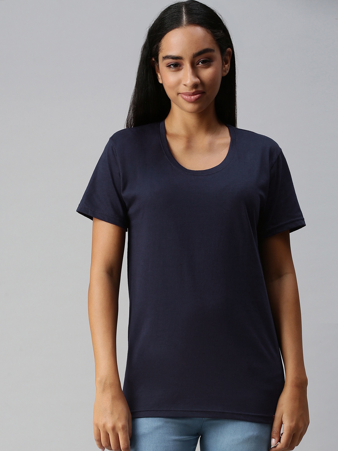 

NOT YET by us Women Navy Blue T-shirt