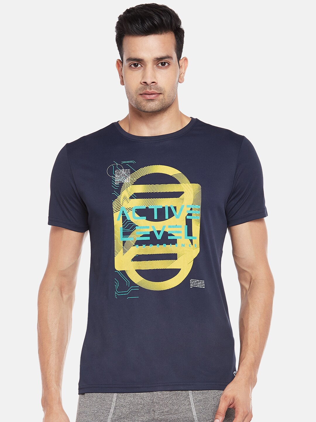 

Ajile by Pantaloons Men Navy Blue Printed Slim Fit T-shirt