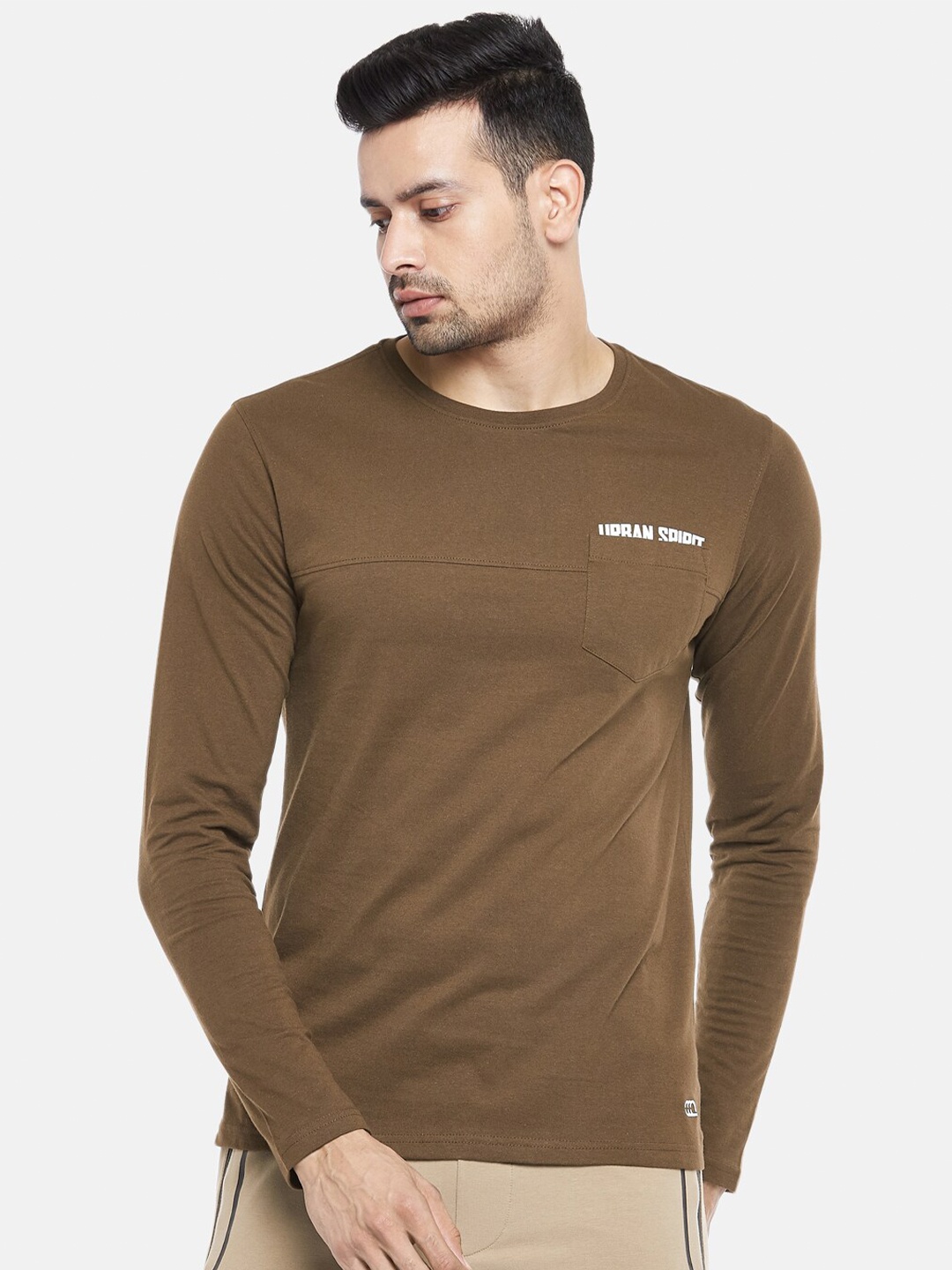 

Ajile by Pantaloons Men Brown Pockets Slim Fit T-shirt