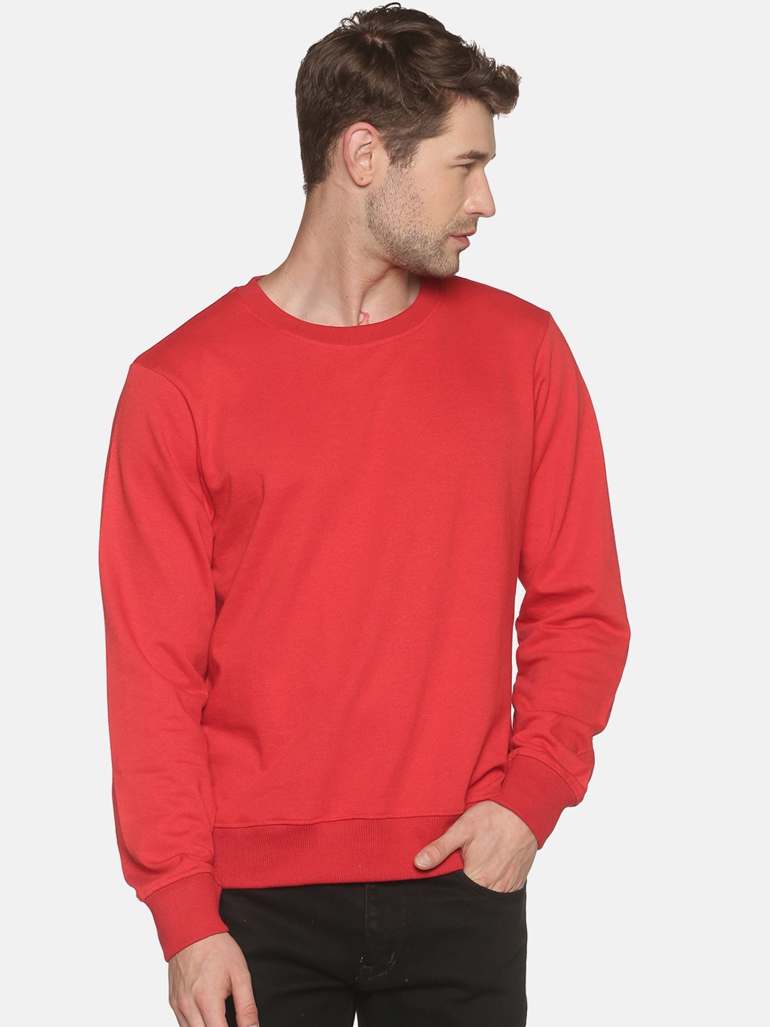 

MASH UNLIMITED Men Red Cotton Pullover Sweatshirt