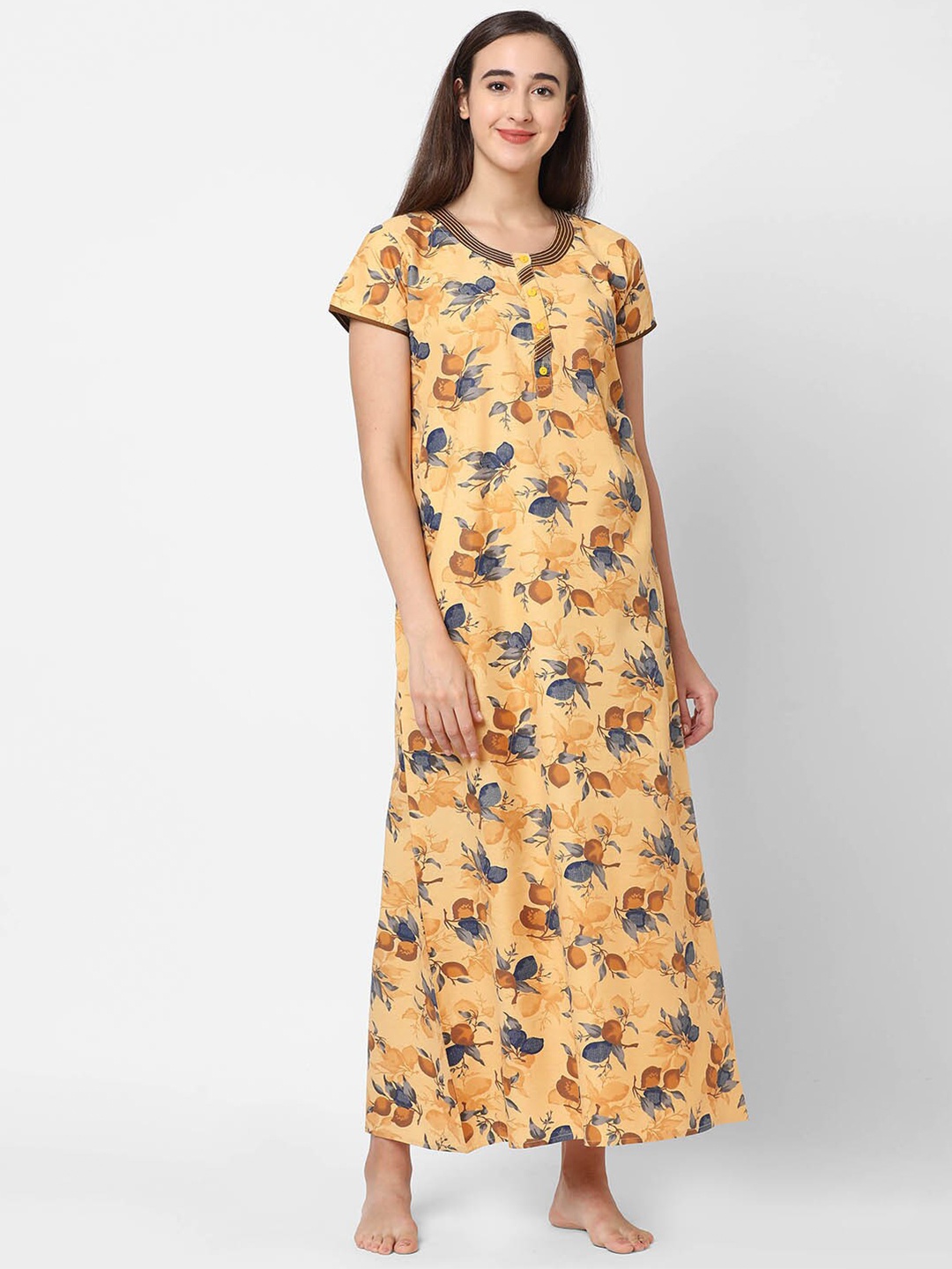 

Sweet Dreams Yellow Printed Maxi Nightdress