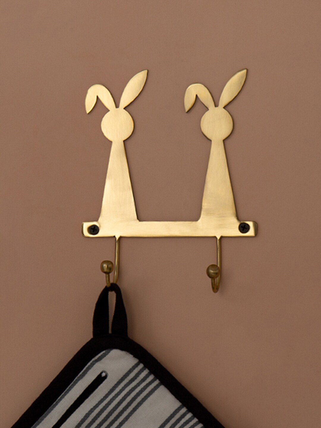 

ellementry Gold-Toned Metal Rabbit Wall W/2 Hooks