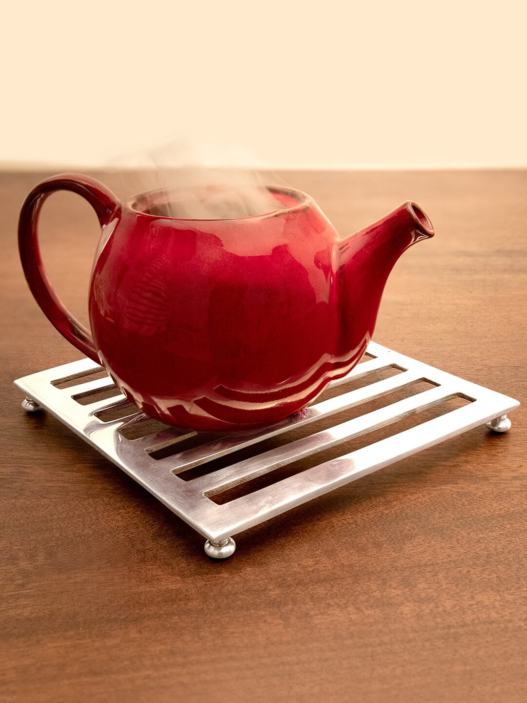 

ellementry Silver-Toned Brass Square Trivet