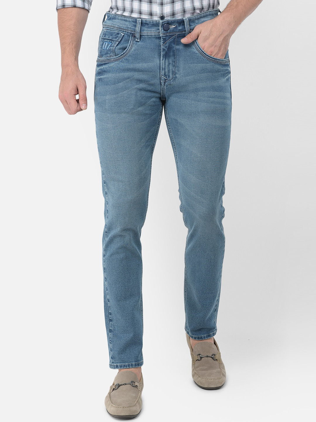 

Canary London Men Blue Smart Skinny Fit Low-Rise Light Fade Stretchable Jeans