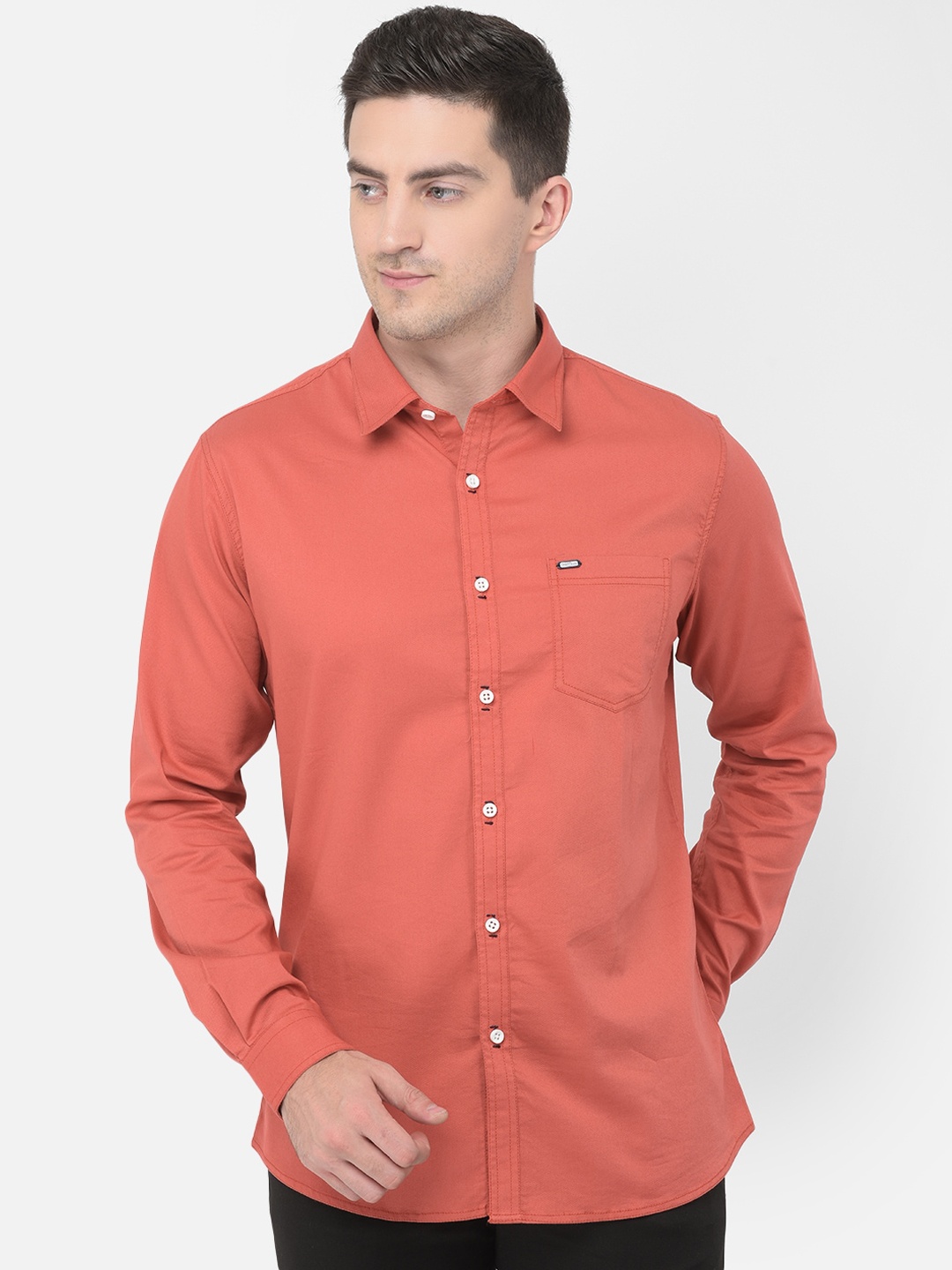 

Canary London Men Rust Red Smart Slim Fit Opaque Casual Shirt