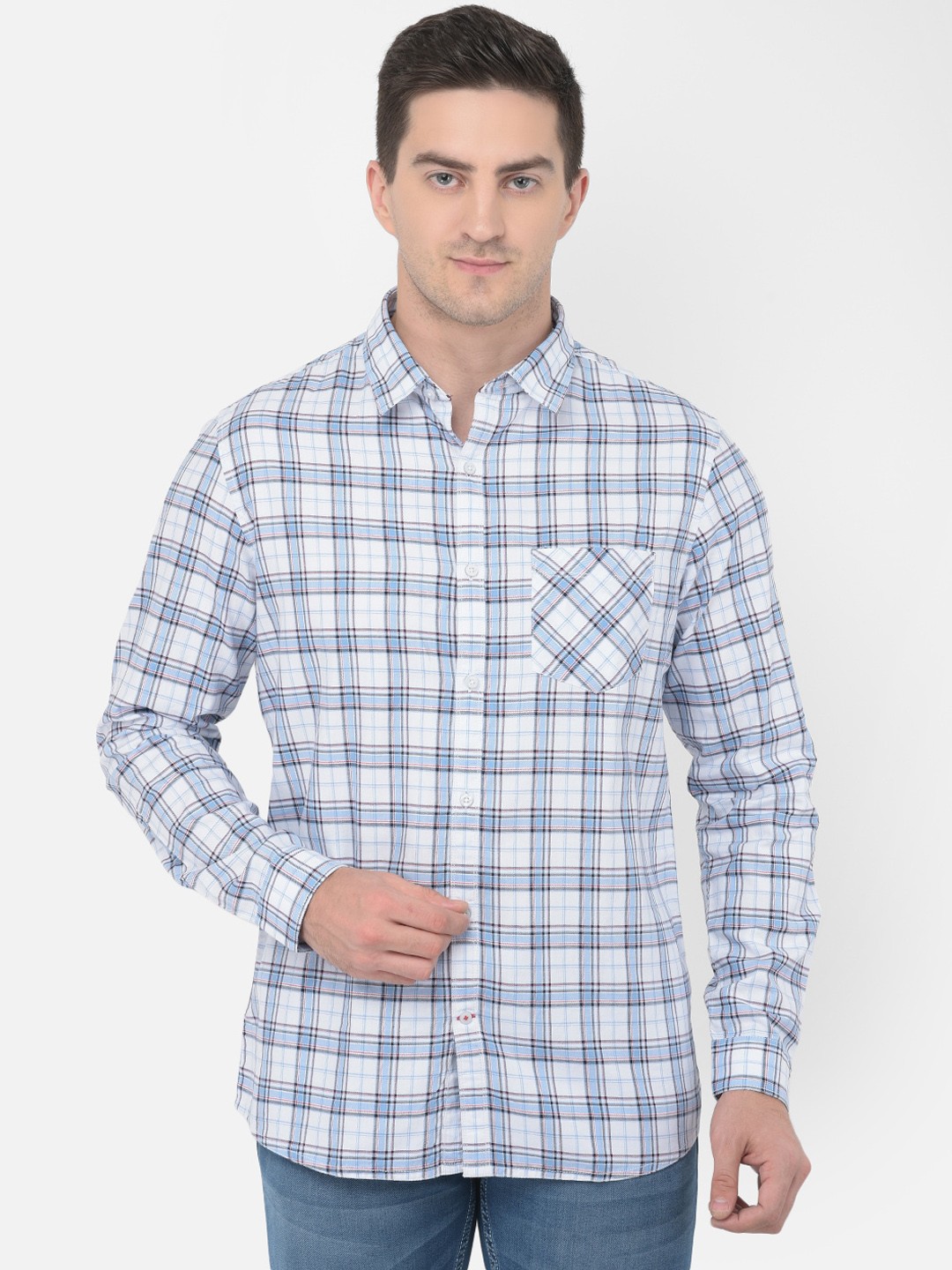 

Canary London Men Blue & Black Tartan Checked Smart Slim Fit Casual Shirt