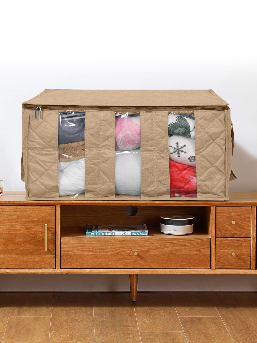 

prettykrafts Beige Self Design Multi-Utility Wardrobe Organisers