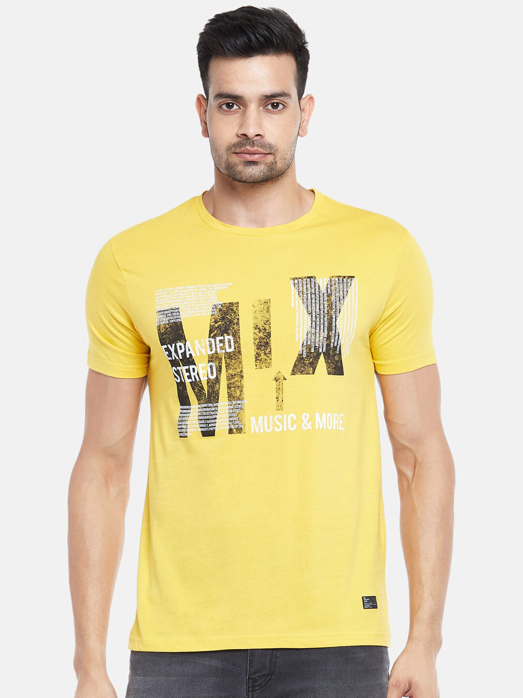 

People Men Yellow Printed T-shirt