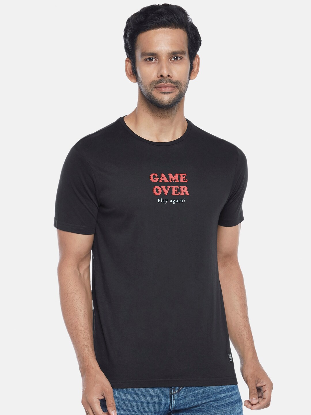 People Men Black Typography T-shirt