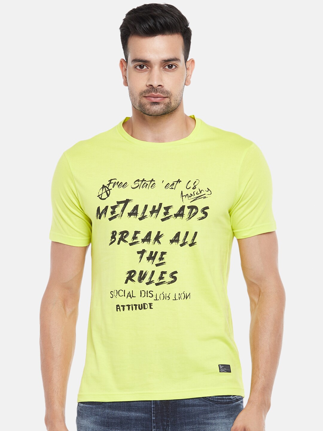 

People Men Green & Black Typography Printed T-shirt