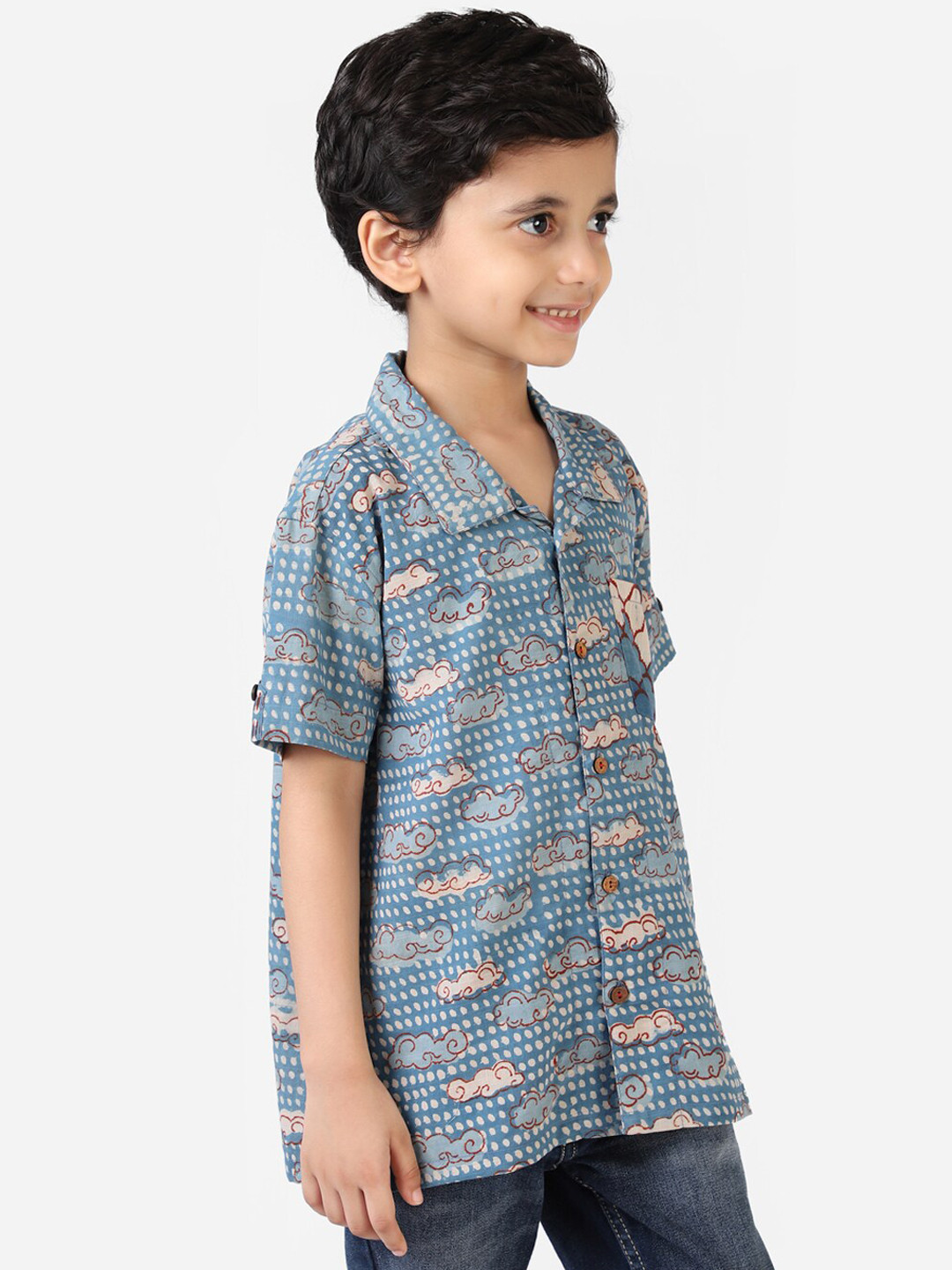 

Fabindia Boys Blue Printed Half Sleeve Casual Shirt