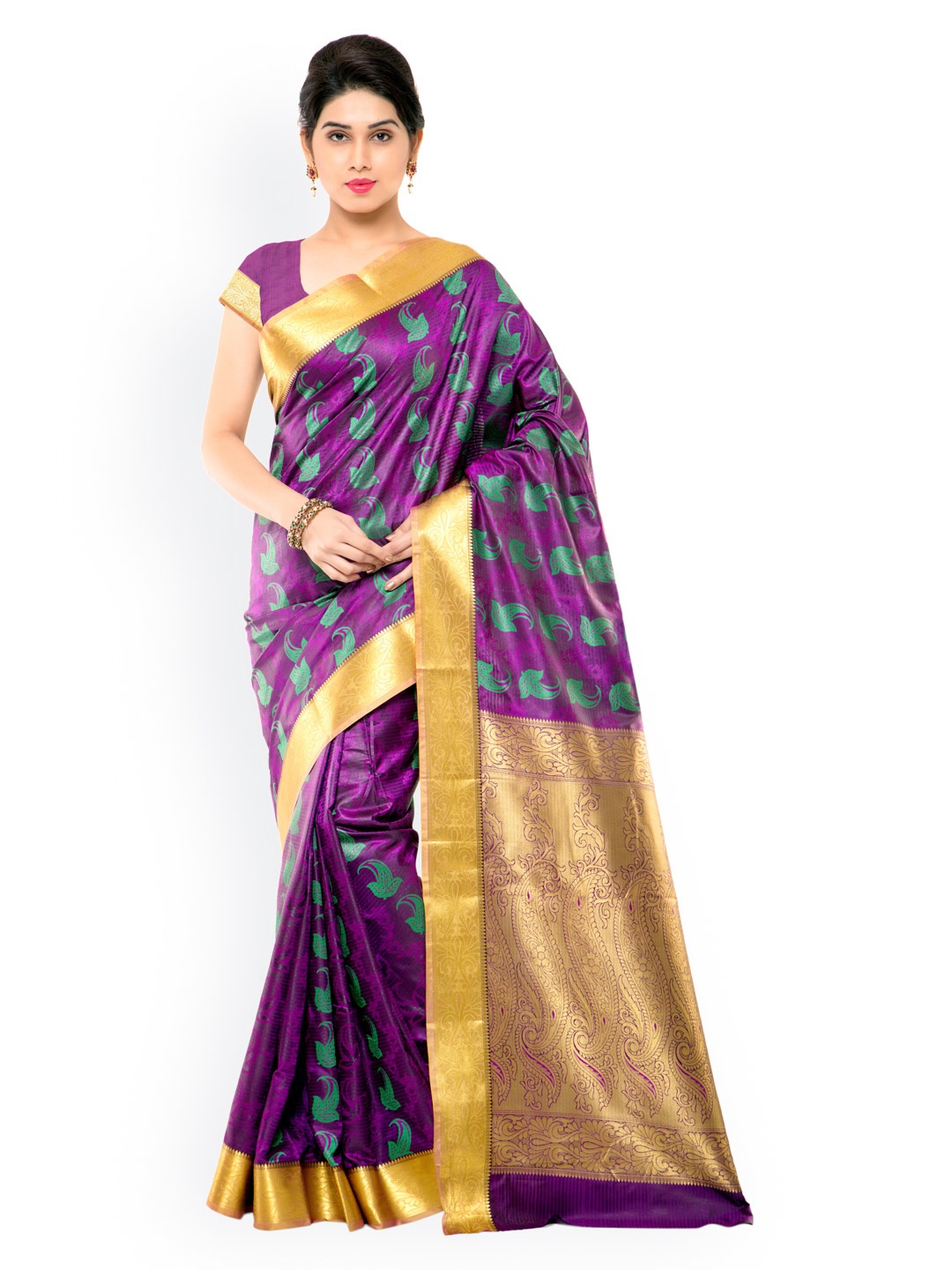 

Varkala Silk Sarees Purple Kanjeevaram Art Silk & Jacquard Traditional Saree