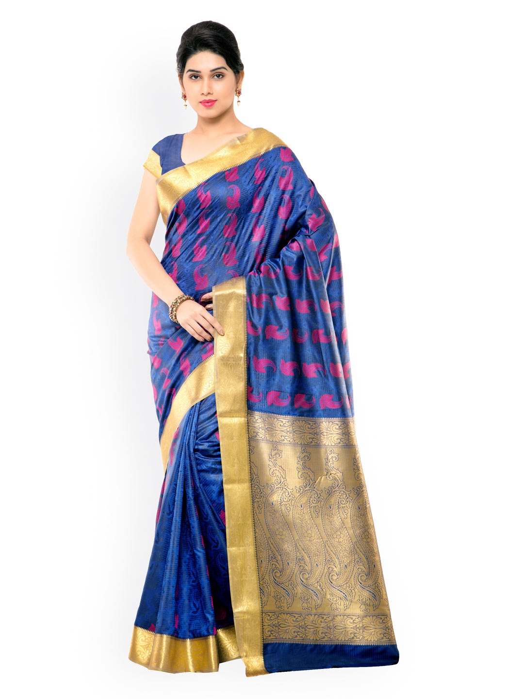 

Varkala Silk Sarees Blue Kanjeevaram Art Silk & Jacquard Traditional Saree