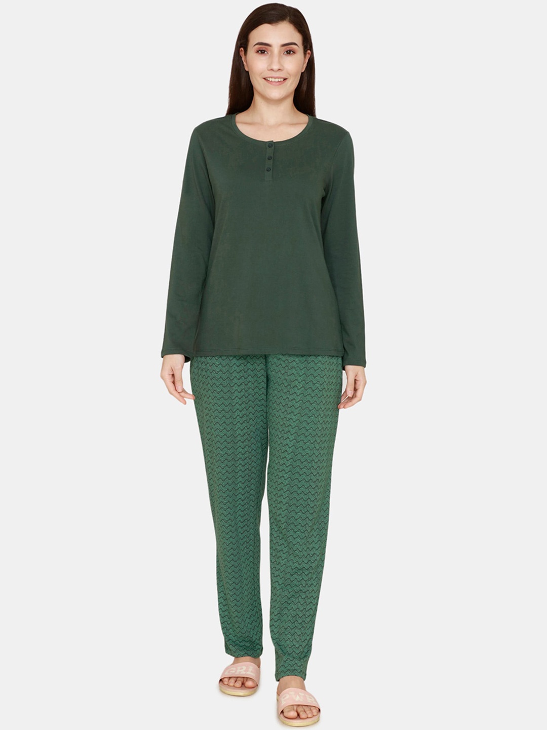 

Zivame Women Green Night suit