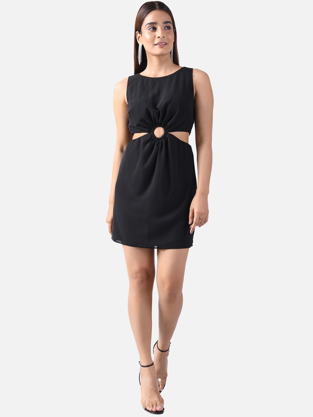 

ATTIC SALT Black Georgette Sheath Dress