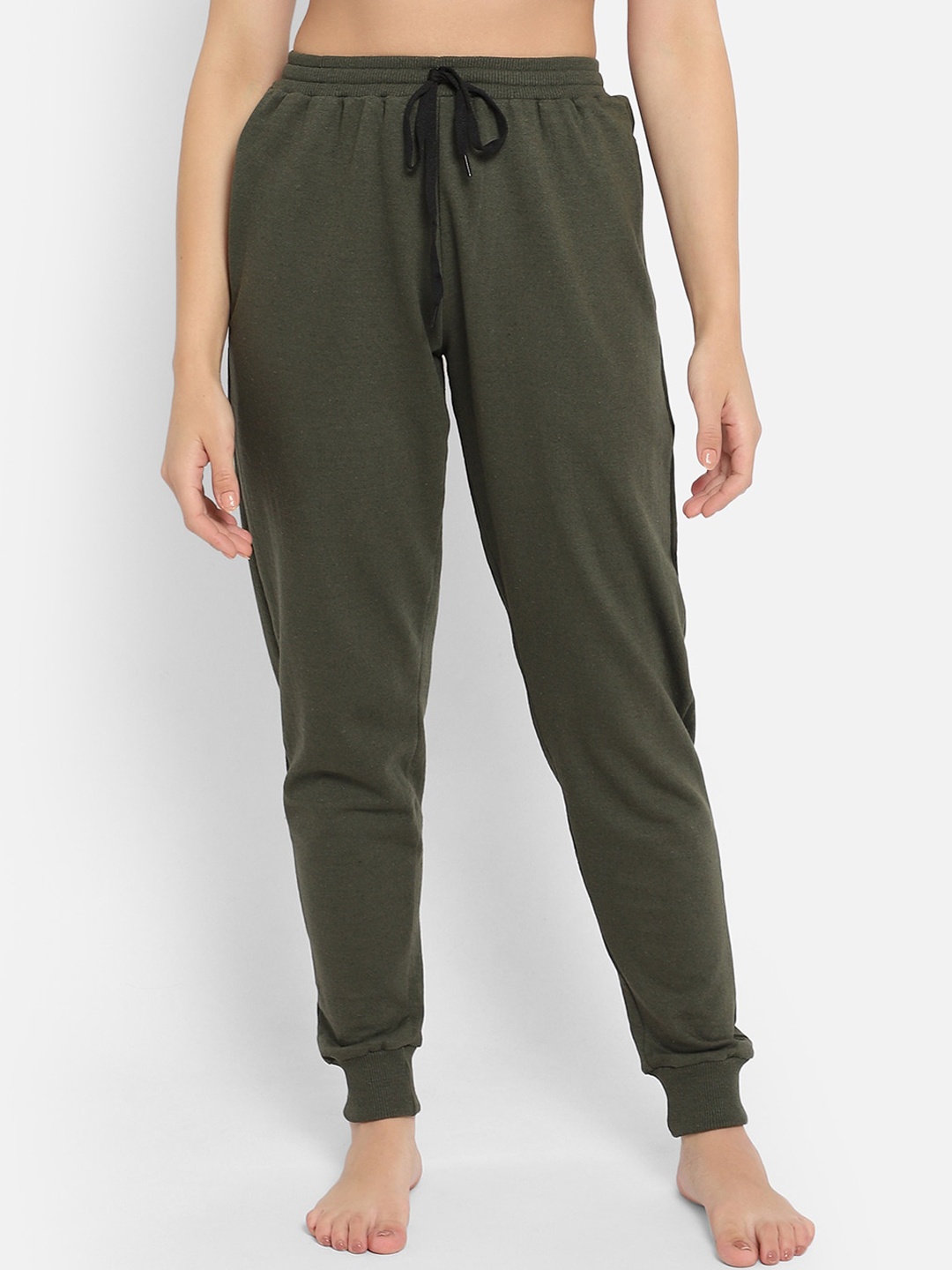 

Clovia Women Olive Green Solid Joggers