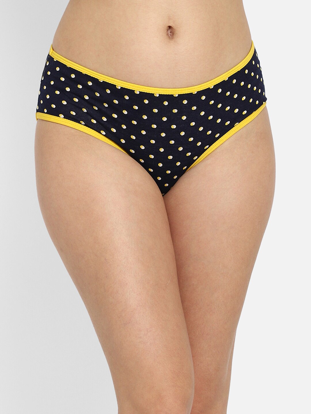 

Clovia Women Black & Yellow Printed Cotton Hipster Briefs