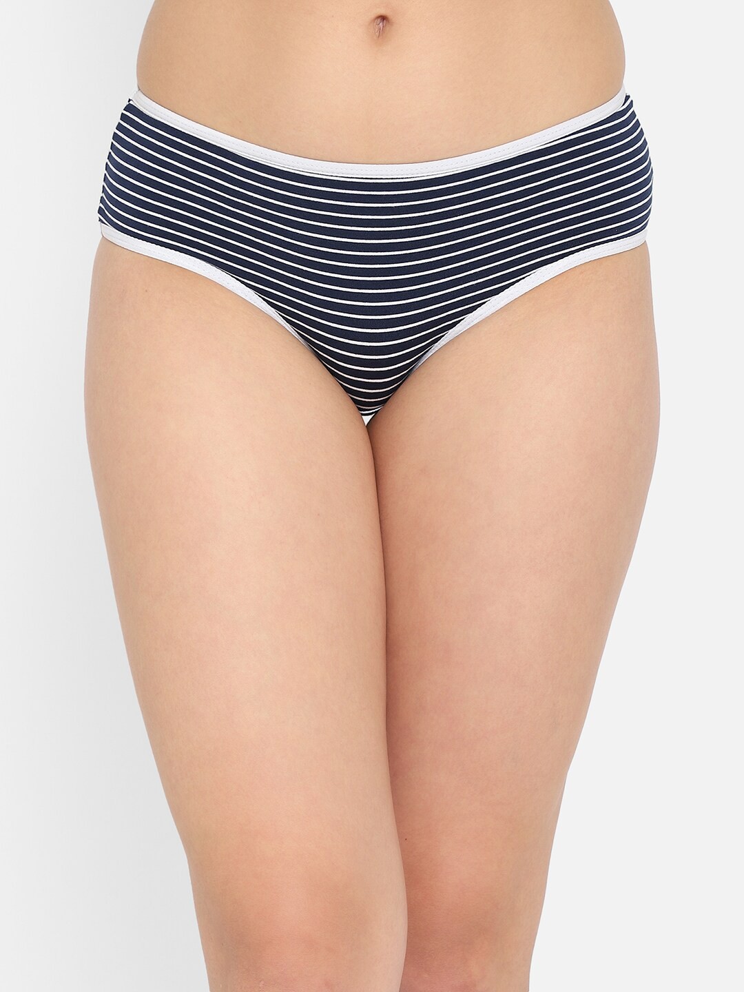 

Clovia Women Blue & White Striped Cotton Hipster Briefs