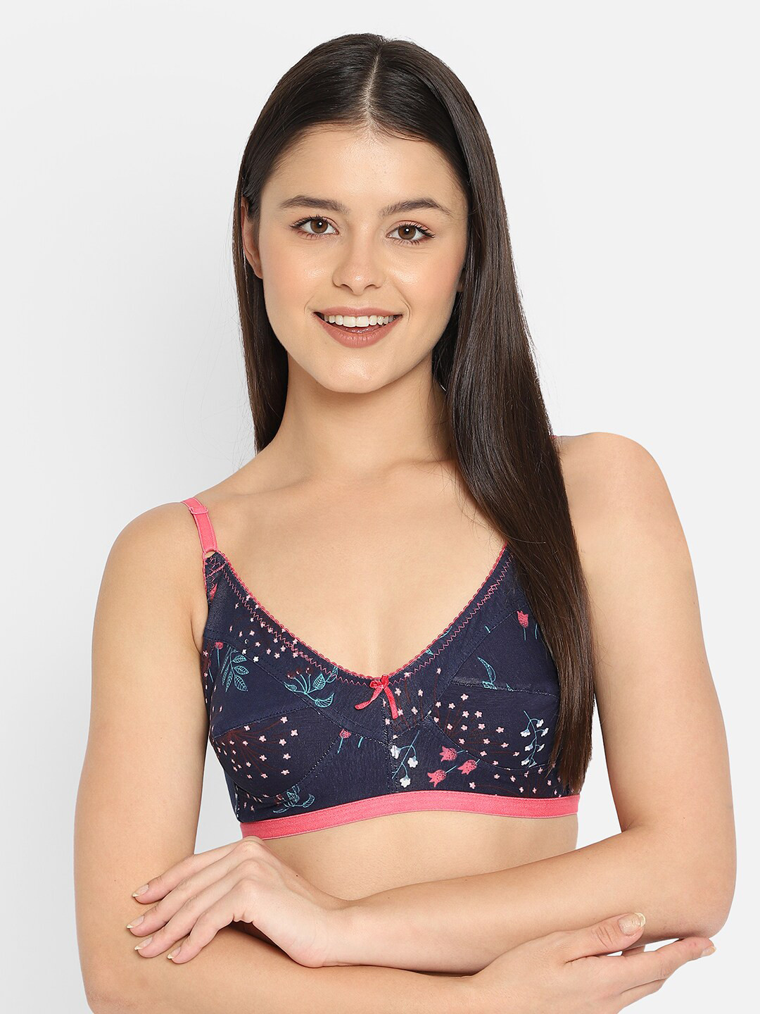 

Clovia Blue & Pink Floral Everyday Bra BR0185N0832B