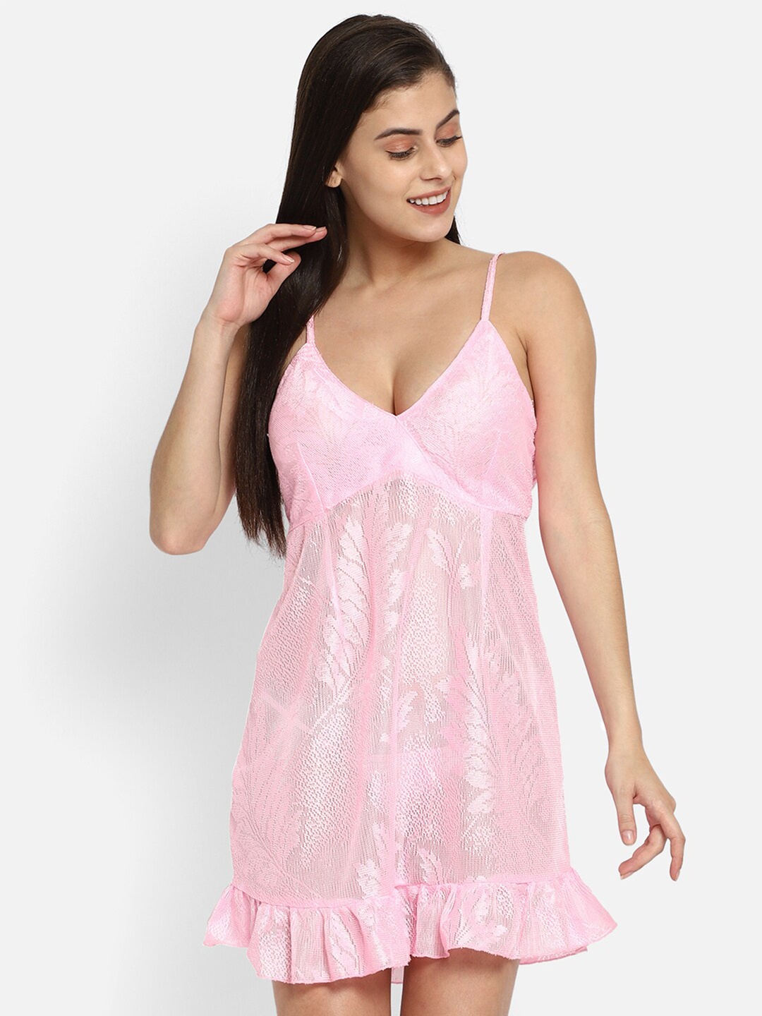 

Clovia Pink Baby Doll with Briefs