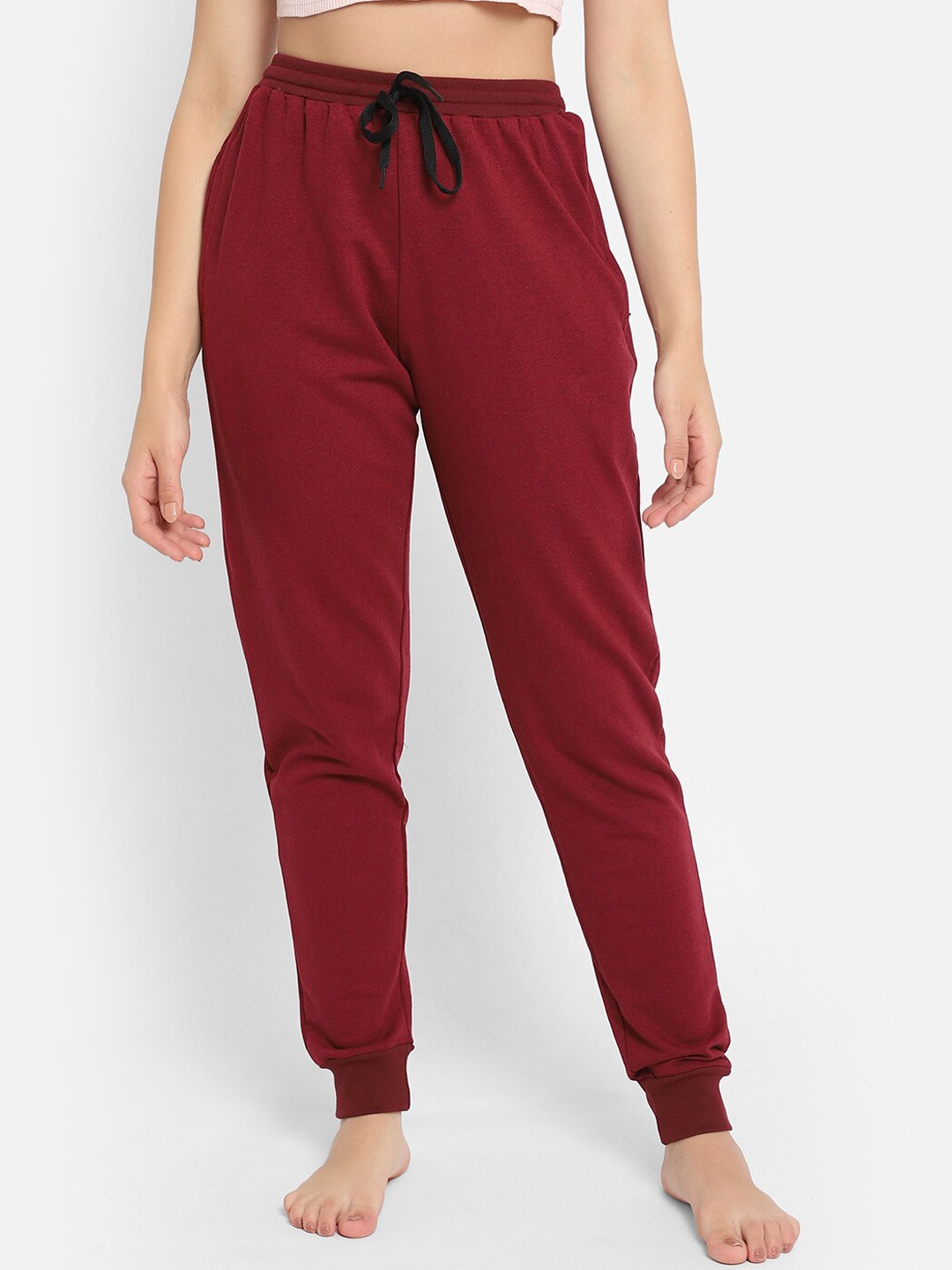 

Clovia Women Maroon Solid Lounge Joggers