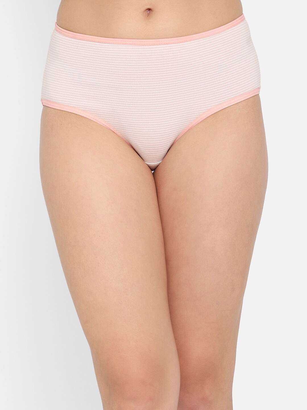 

Clovia Women Pink & White Striped Cotton Hipster Briefs