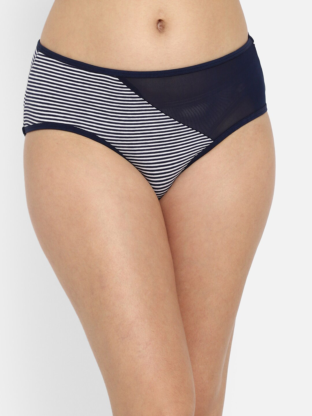 

Clovia Women Blue & White Striped Bikini Briefs