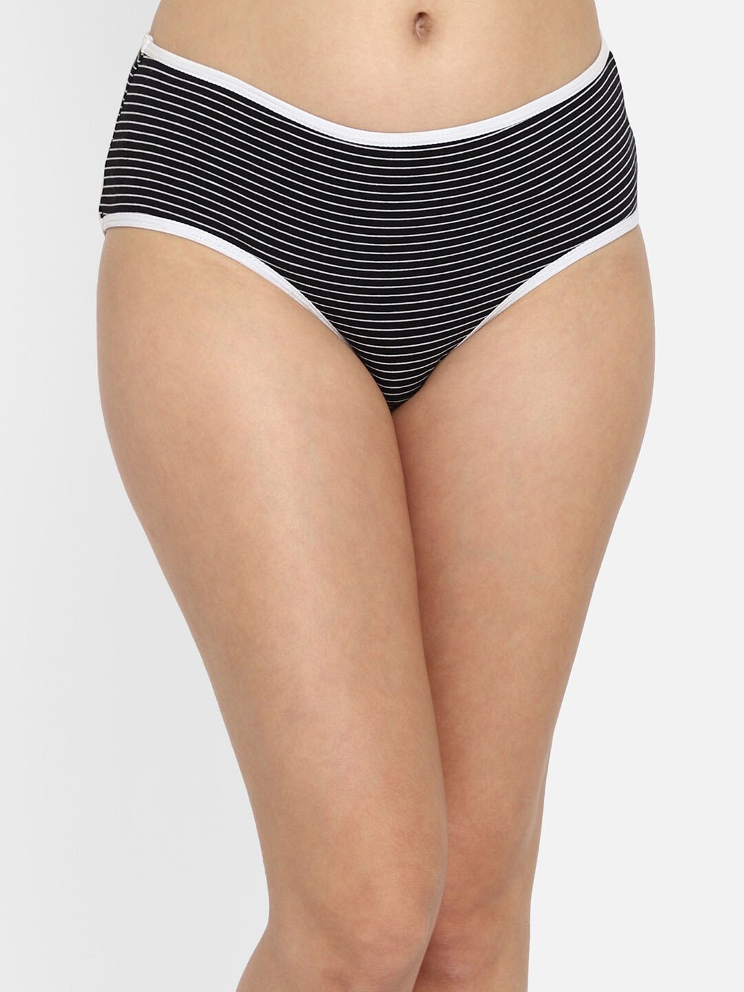 

Clovia Women Black & White Striped Cotton Hipster Briefs