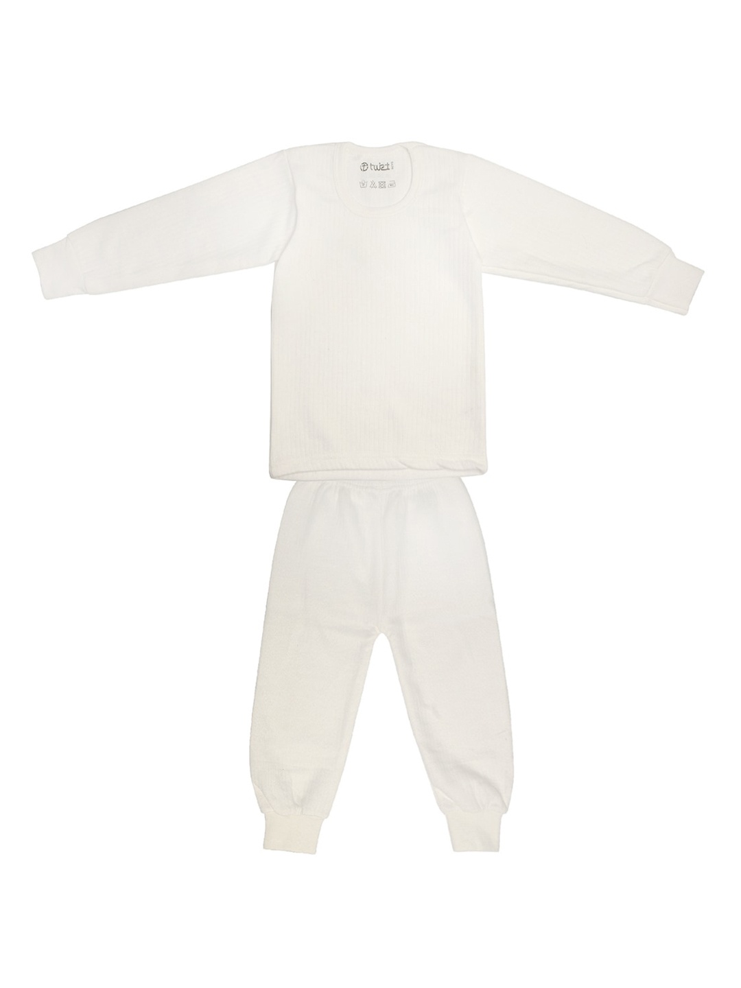 

TINY HUG Boys Off White Solid Cotton Thermal Set