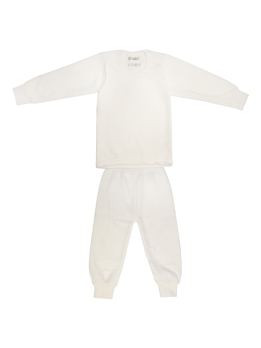 

TINY HUG Boys Off-White Solid Anti-Bacterial Thermal Set