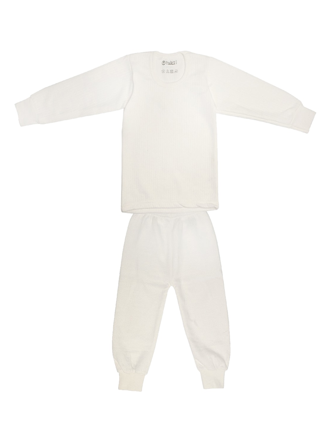 

TINY HUG Boys Off White Solid Cotton Anti-Bacterial Thermal Set