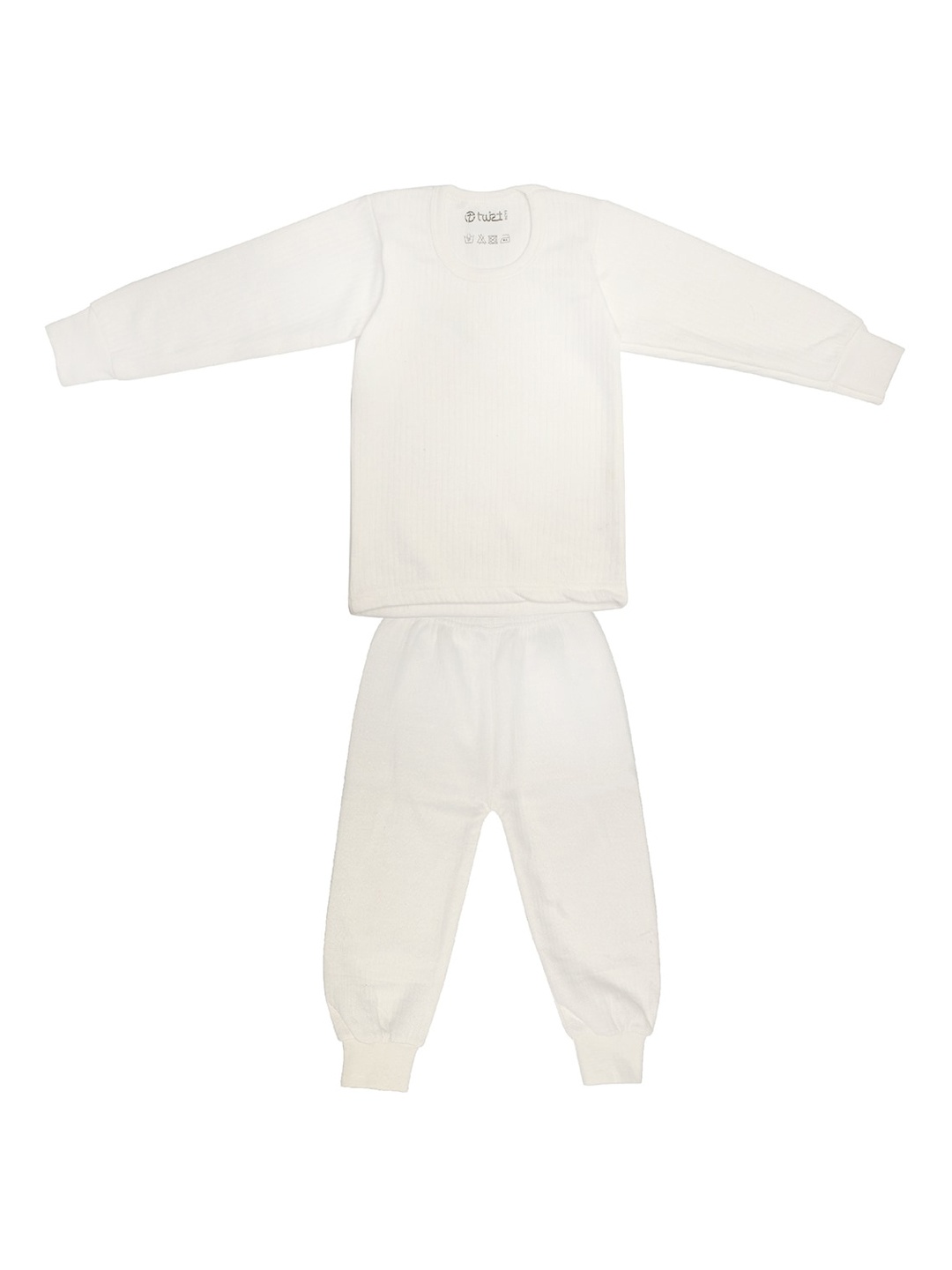 

TINY HUG Boys Off-White Solid Cotton Thermal Set