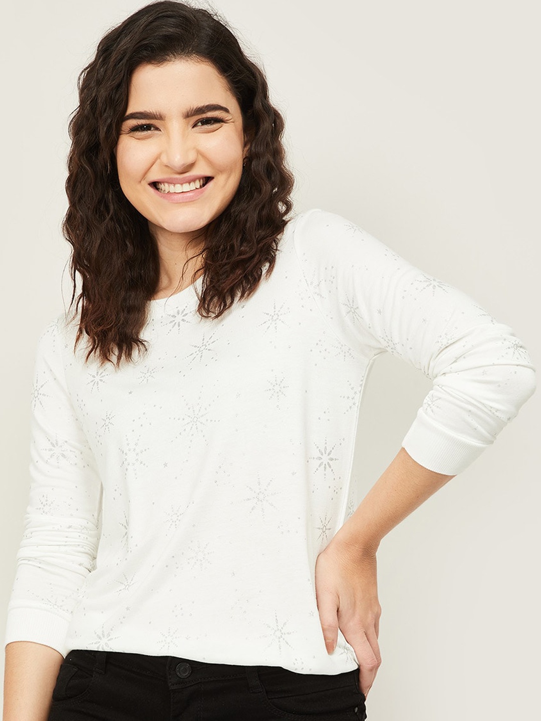 

Fame Forever by Lifestyle Women White Printed Cotton Sweatshirt