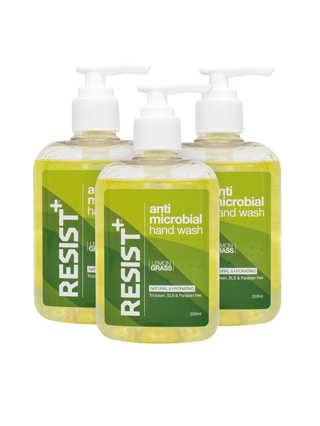 

RESIST PLUS Pack of 3 Lemon Grass Fragrance Antimicrobial Hand wash, Green