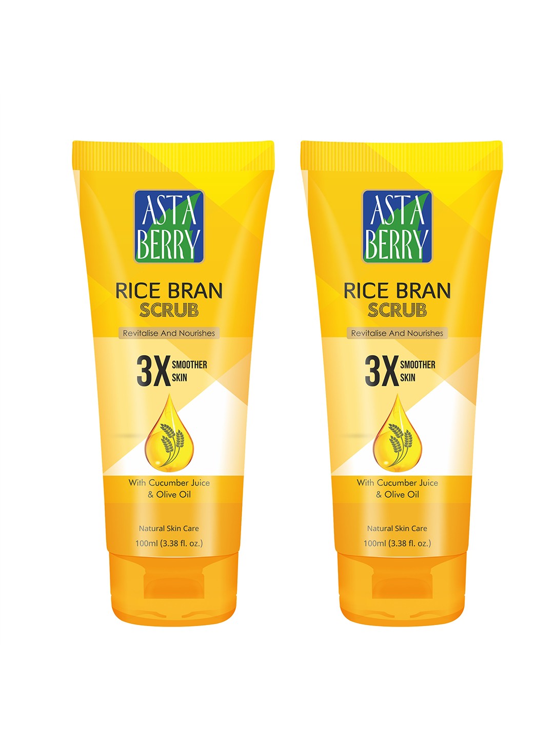 

Astaberry Pack of 2 Rice Bran Scrub With Cucumber Juice & Olive Oil- 100 ml, Orange