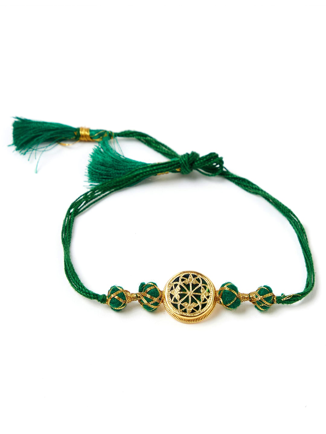 

Fabindia Green & Gold-Toned Wraparound Rakhi