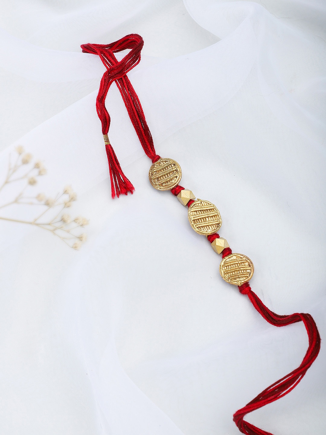 

Fabindia Red & Gold-Toned Wraparound Rakhi