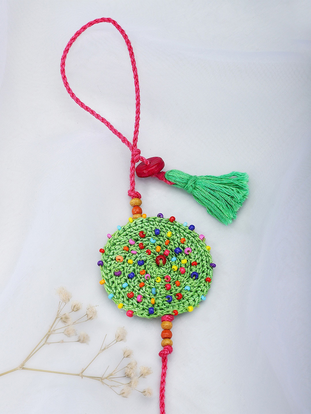 

Fabindia Green & Pink Wraparound Rakhi