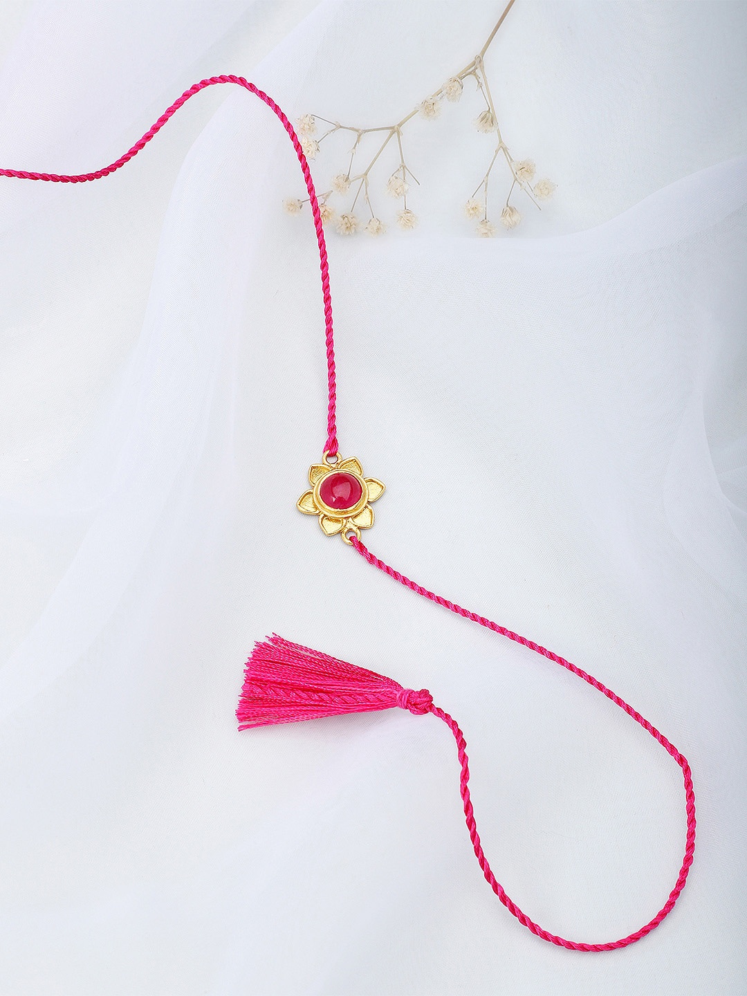

Fabindia Pink & Gold-Toned Thread Rakhi