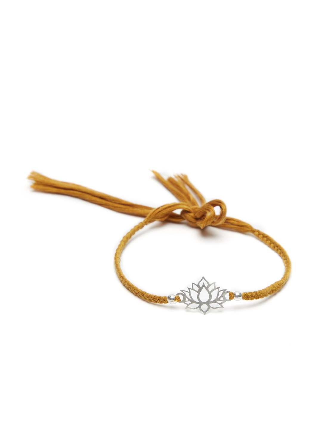 

Fabindia Mustard-Yellow & Silver-Toned Wraparound Rakhi