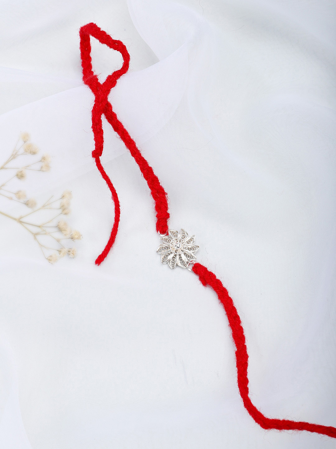 

Fabindia Red & Silver Thread Rakhi