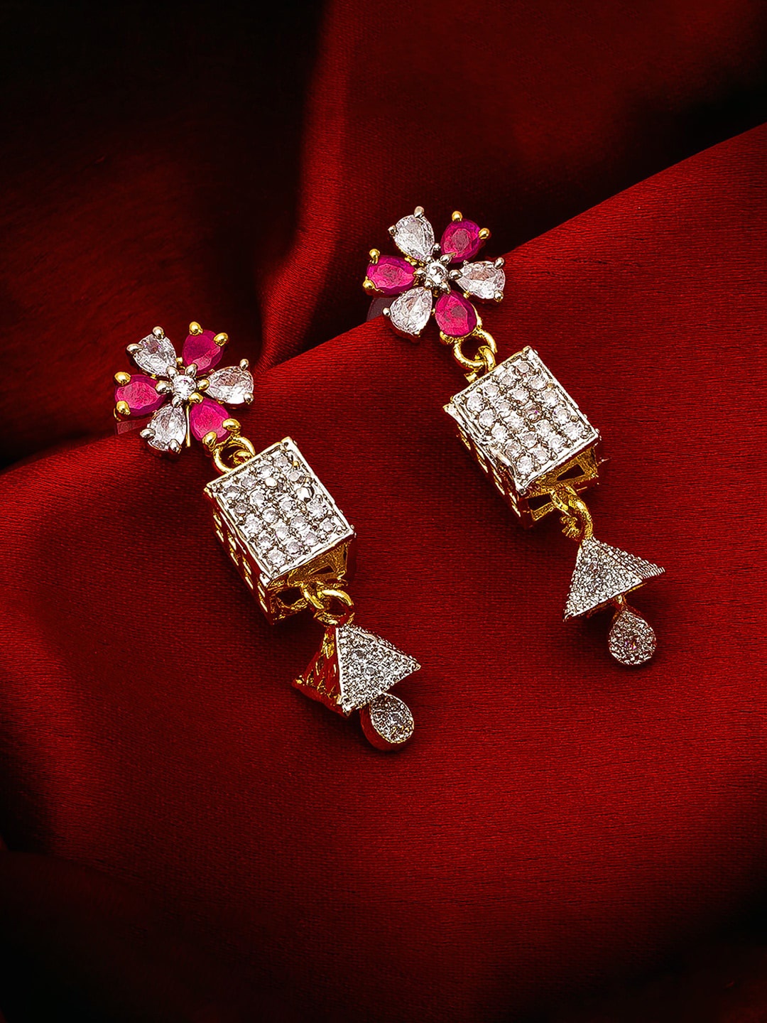 

aadita Gold-Toned Geometric Drop Earrings