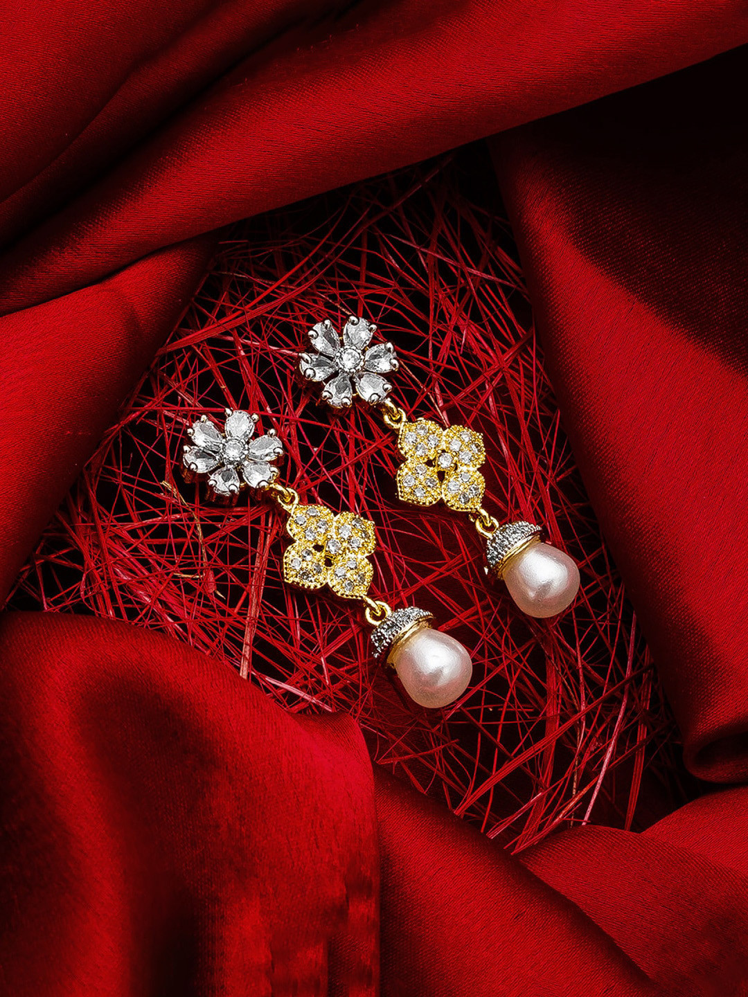 

aadita Gold-Toned Geometric Drop Earrings
