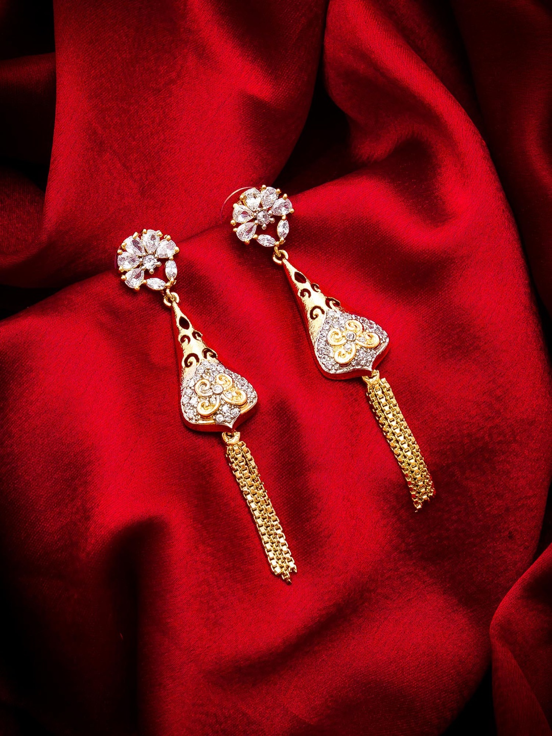 

aadita Gold-Toned Geometric Drop Earrings