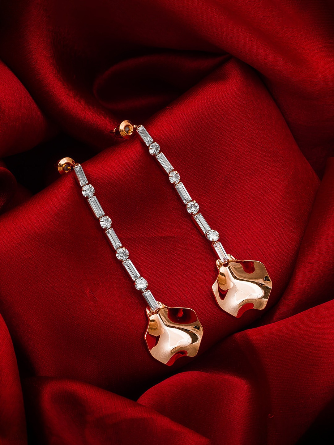 

aadita Gold-Plated Contemporary Drop Earrings