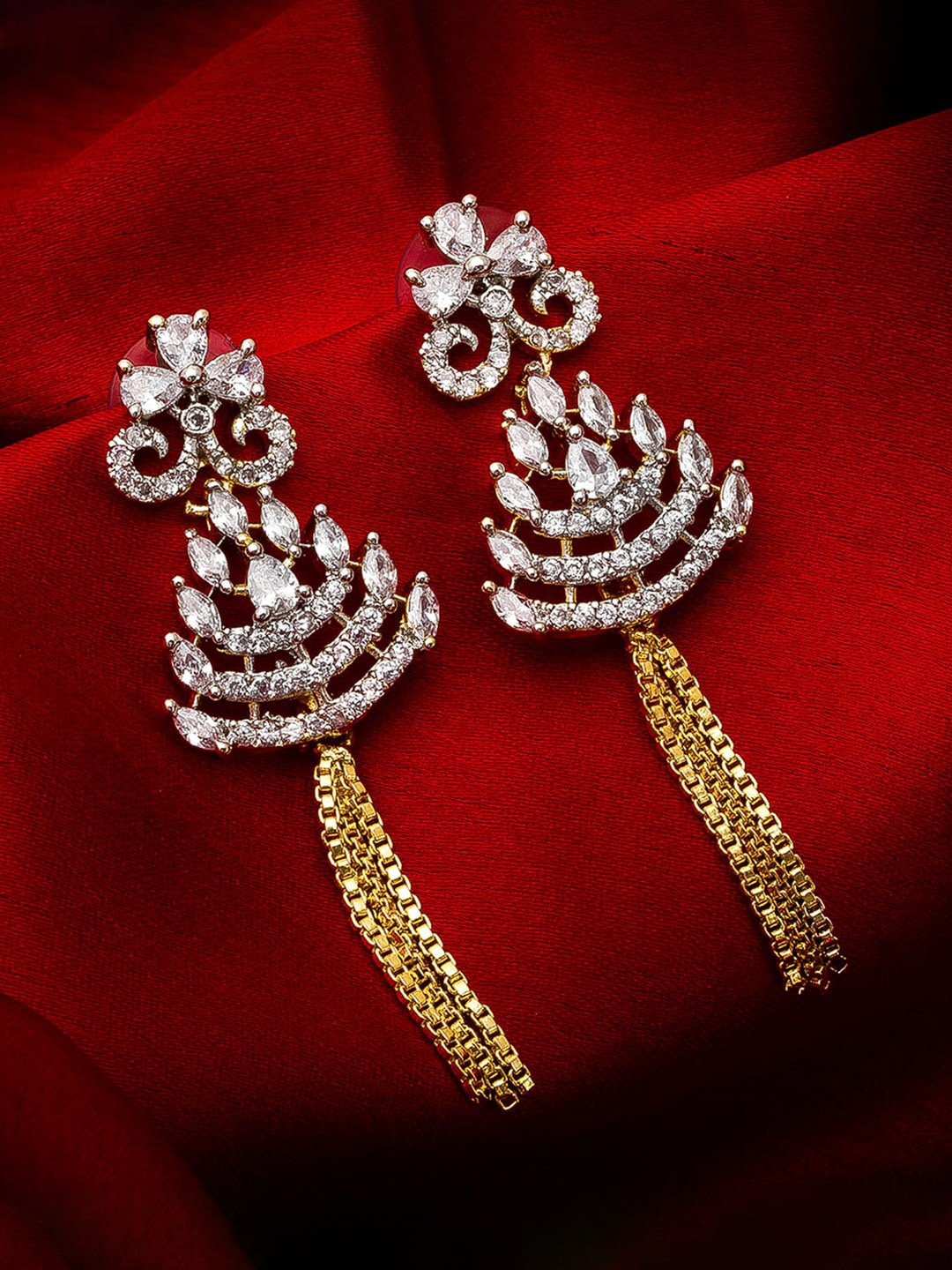 

aadita Gold-Toned Geometric Drop Earrings