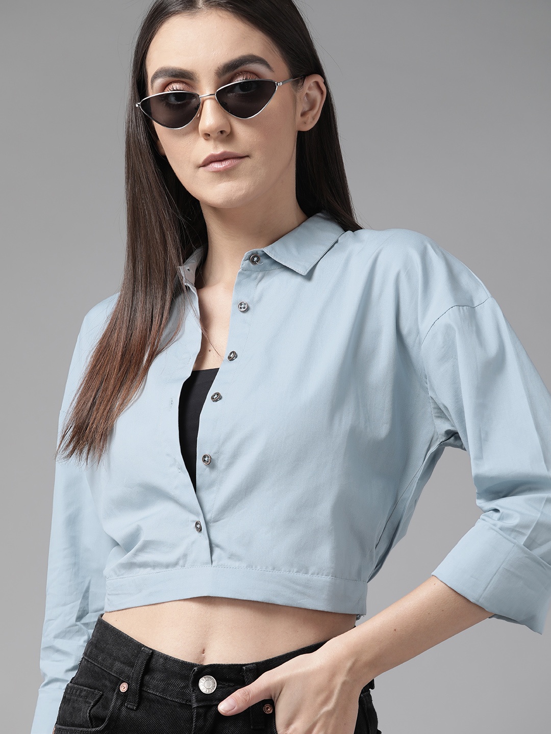 

Roadster Women Blue Pure cotton Casual Shirt