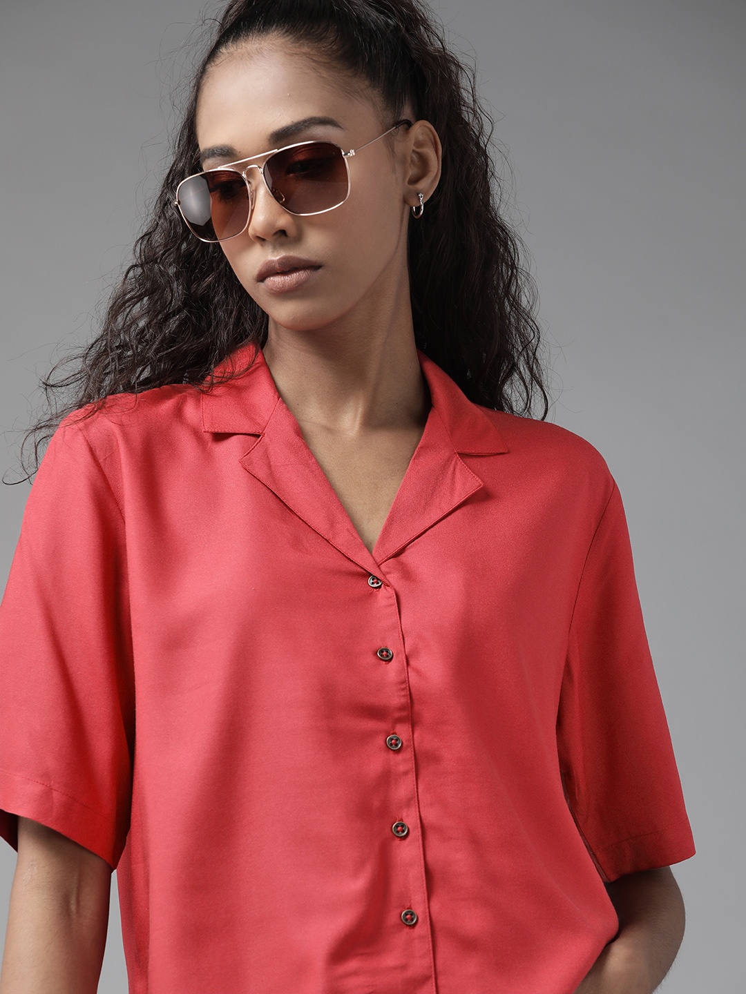 

Roadster Women Red Casual Shirt