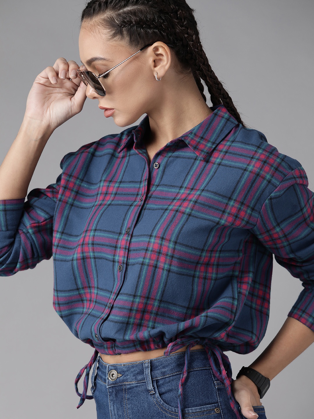 

Roadster Women Blue Multi Stripes Striped Casual Shirt
